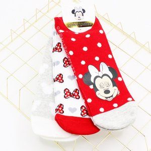 NWT’s Disney Women's "Bows & Polka Dots" Minnie Mouse Ankle Socks - 3 Pairs